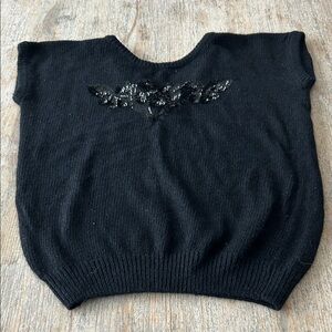 Vintage Black Sweater with Sequin Detail